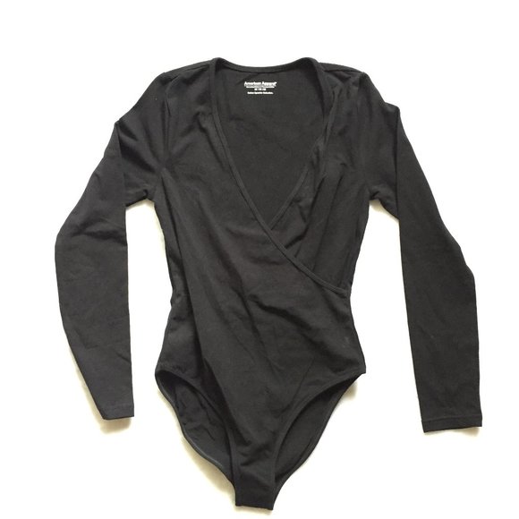 American Apparel Wrap Cross V Bodysuit - Picture 1 of 5